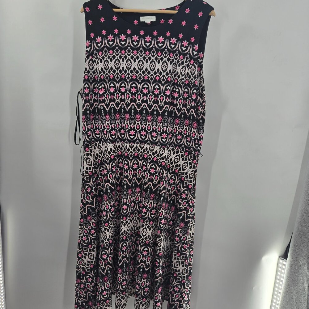 Charter Club Black Pink Geometric Midi Dress XXL